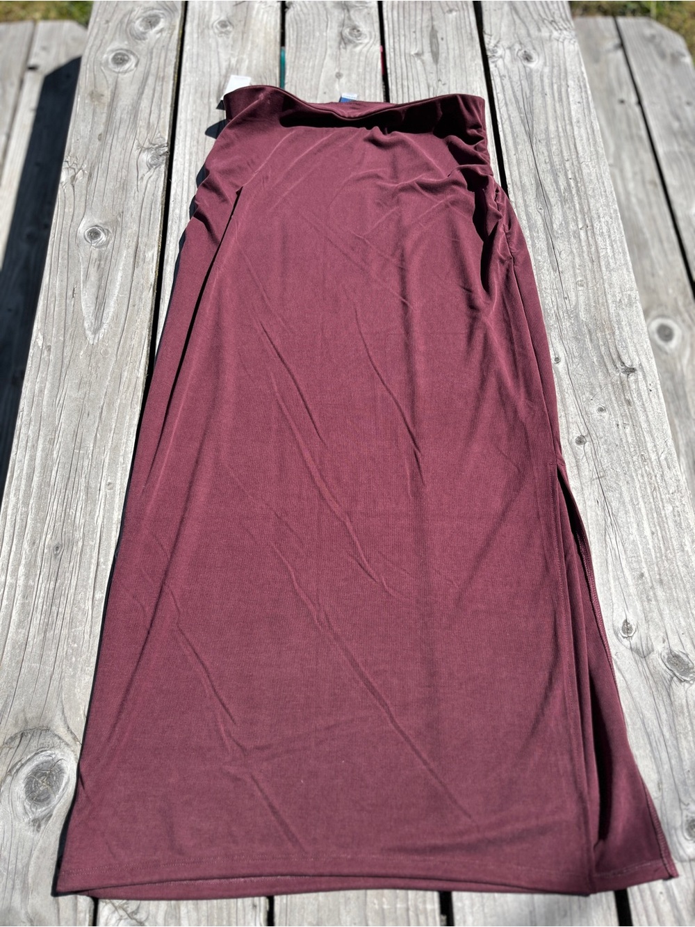 Old Navy Wine Burgundy Maxi Skirt - Smooth Pull-On Style